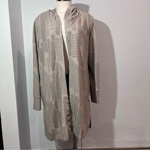Soft Surroundings Long Hooded Knit Coatigan in Taupe/Beige
